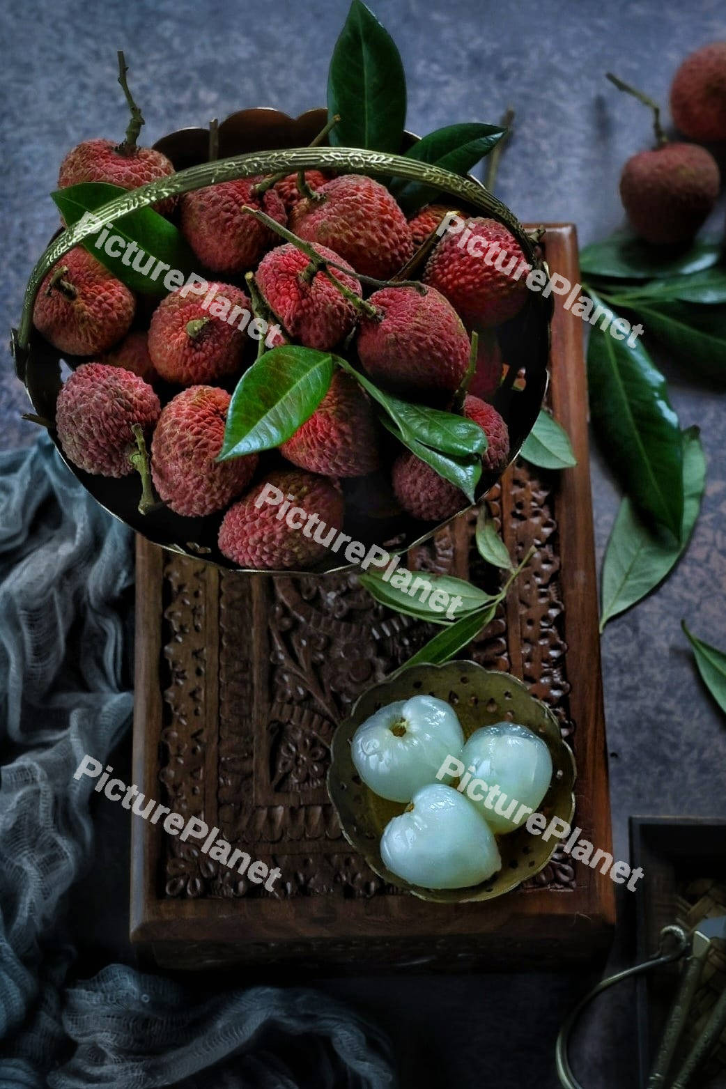 Lychee placed in a basket